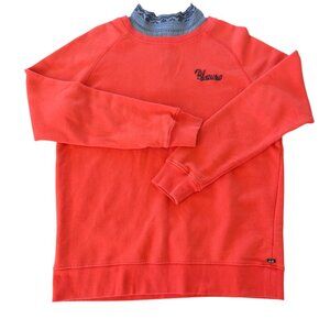 Maison Scotch/ Scotch & Soda Blauw Sweatshirt With Mock Chambray Turtlleneck